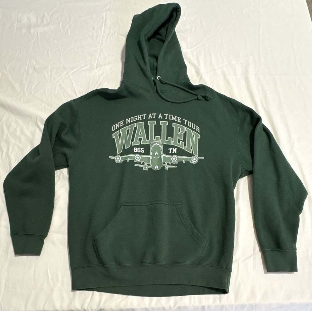 Morgan Wallen One Night At A Time Tour Hoodie Size L Green